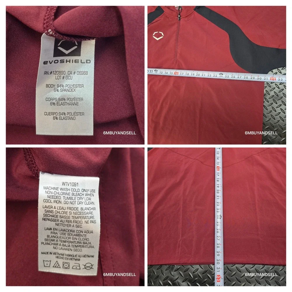 EvoShield Mens 3XL Maroon Black 1/4 Zip Short Sleeve BP Jacket WTV1091 Baseball